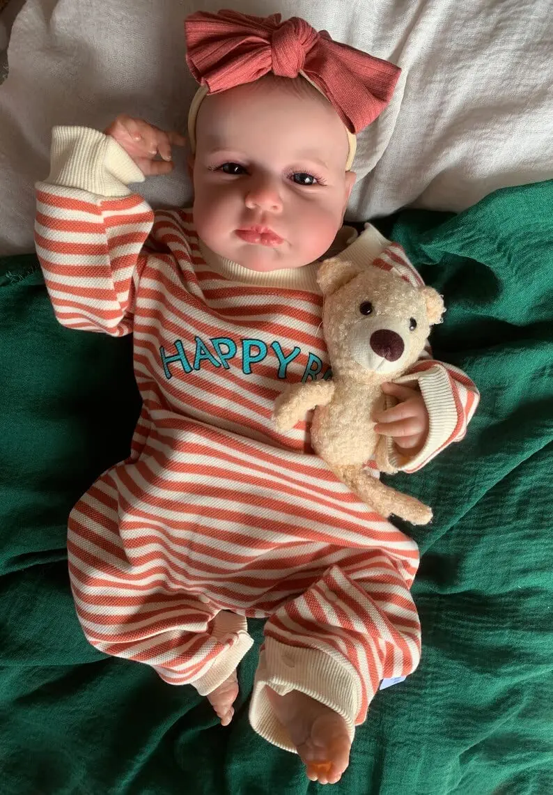 48cm LouLou Awaken Zacht Katoenen Lichaam Reborn Babypop Levensechte Meerdere Lagen Schilderen 3D Huid Handtekening Haar Speelgoed Kunstpop