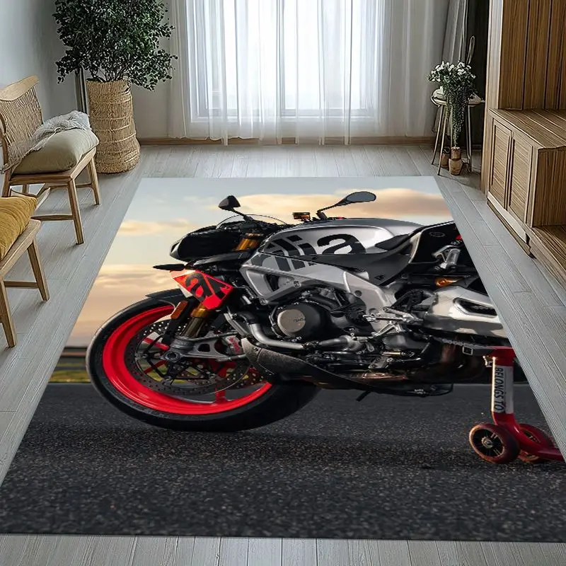 A-Aprilia Motorcycle Style Garage Racing Non-Slip Large Area Rug for Living Room,Bedroom Playroom Carpet Mat for Sofa,Home Decor