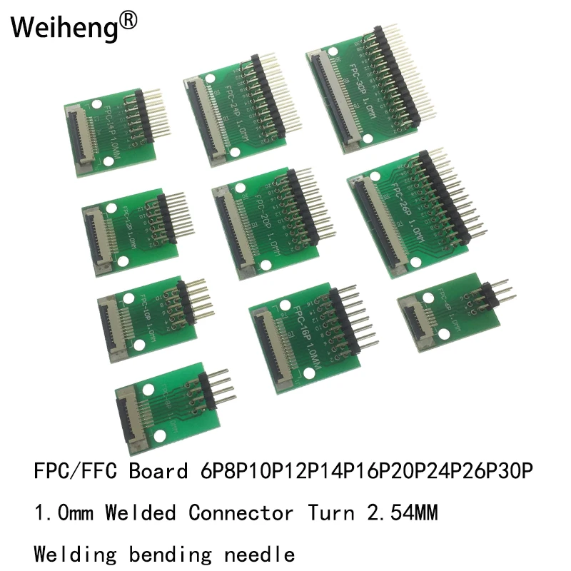 Placa de unión soldada FPC FFC, 1 uds, giro de 1,0 MM, aguja curva de 2,54 MM