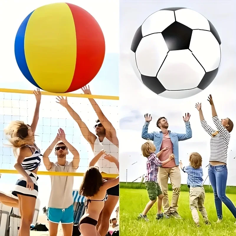 70.1cm Giant Inflatable Soccer Ball Durable PVC Beach Pool Toy for Family Fun Outdoor Play and Sports Events