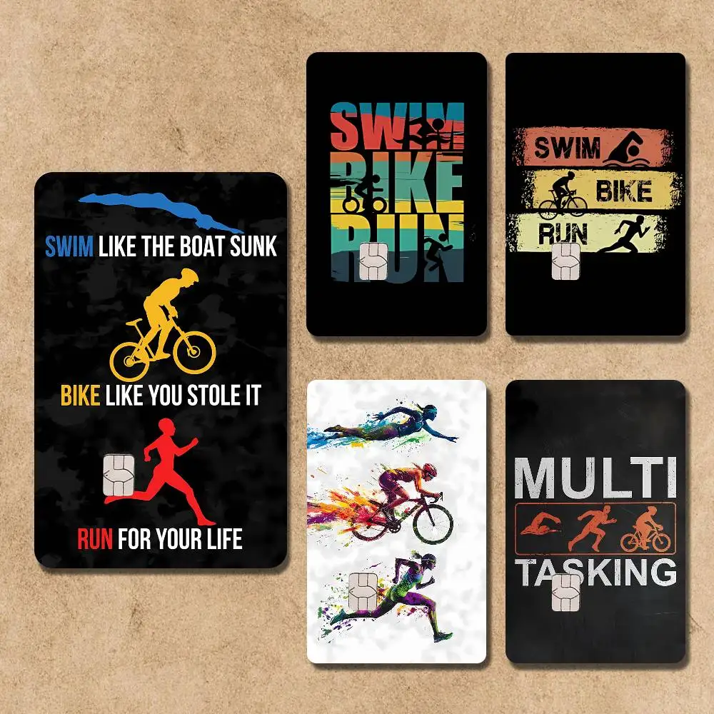 

Triathlon Swim Bike Run Tri Life Card Stickers Credit Visa Debit Bank Charge Card Bus Metro Waterproof Sticker Decal Decoration