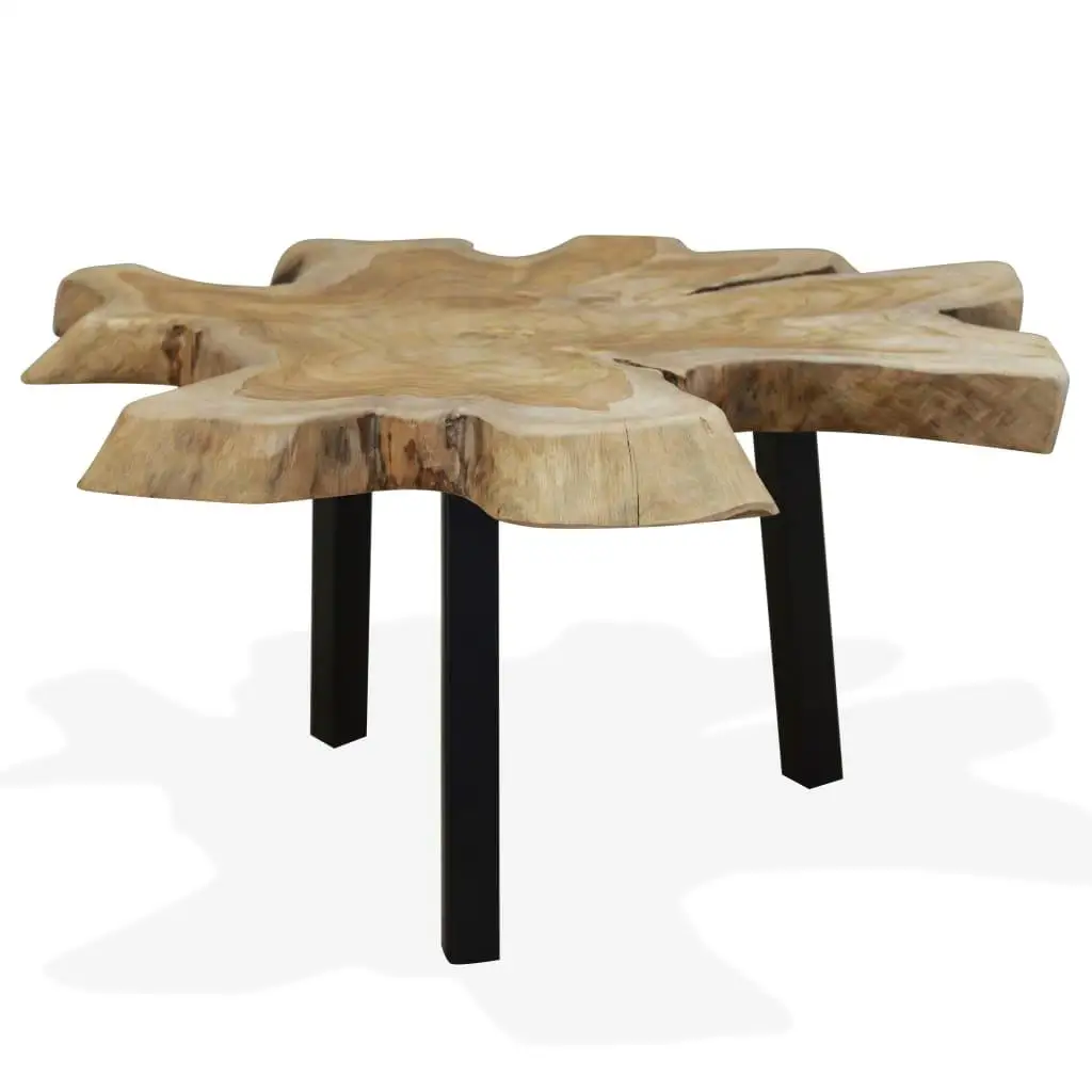 Table basse en teck 31.4x27.5x14.9 mn, meuble de salon en bois naturel durable