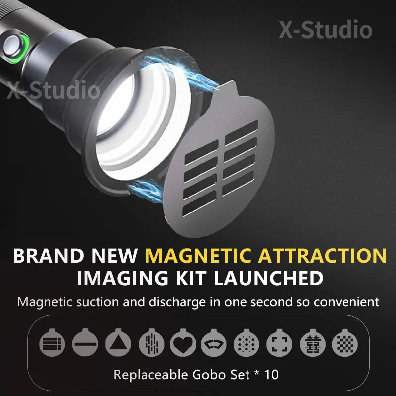 SIDANDE PHOTOOLEX 10W Flashlight Four Color Projection Light Built-in8400mAh Battery Fill Light Ambience Light with 1/4'' Thread