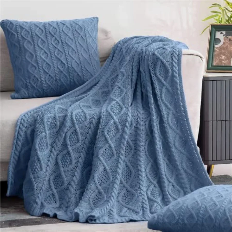 

Cable Knit Throw, , Lightweight Acrylic Knitted with Diamond Teture, Soft Cozy for Couch, Bed, Sofa