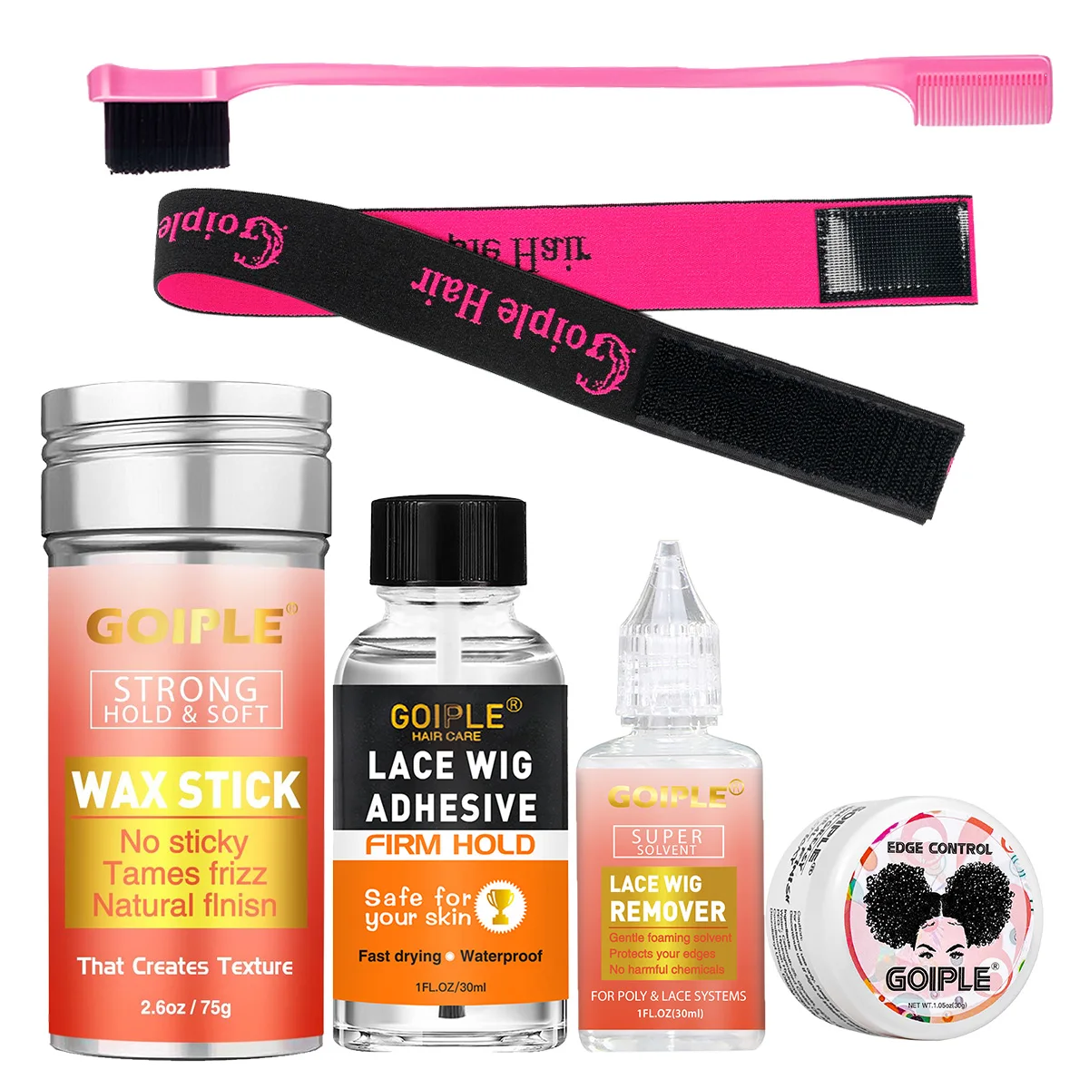 

Набор для установки париков: воск-стик для волос, сильная фиксация, твердый воск для укладки краев, клей и средство для удаления для всех типов париков