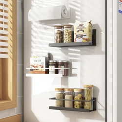 Kitchen Magnetic Organizer Shelf Refrigerator Side Storage Shelves Household Magnetic Spice Rack Hanging Magnet Metal Shelf