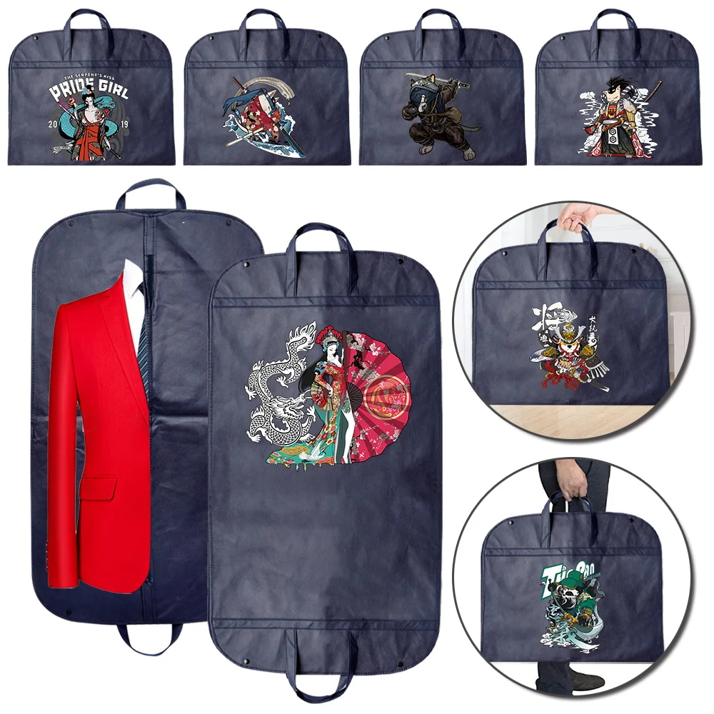 Nieuwe kleding stofkap Closet Organizer Samurai Patroon Serie Thuis Jurk Cover Pak Jas Kledingstuk Zakken Garderobe Hangende kleding