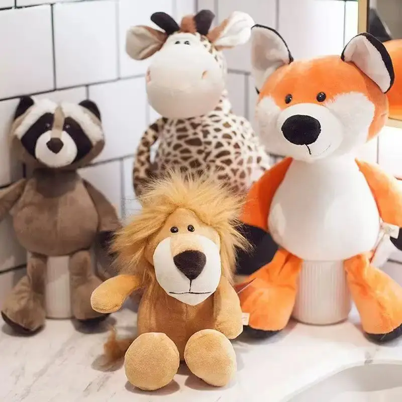 Niedliche Plüschtiere Lebensechte Löwen, Affen, Elefanten, Giraffen, Waschbären, Füchse, Waldtiere Plüschspielzeug Geburtstagsgeschenke für Kinder
