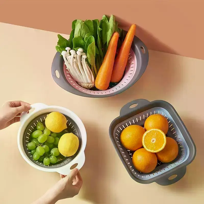 /TPz/Kitchen Colander Set With Food Safe Material And Fast Drainage Perfect For Washing Fruits Vegetables Home Use Collapsible