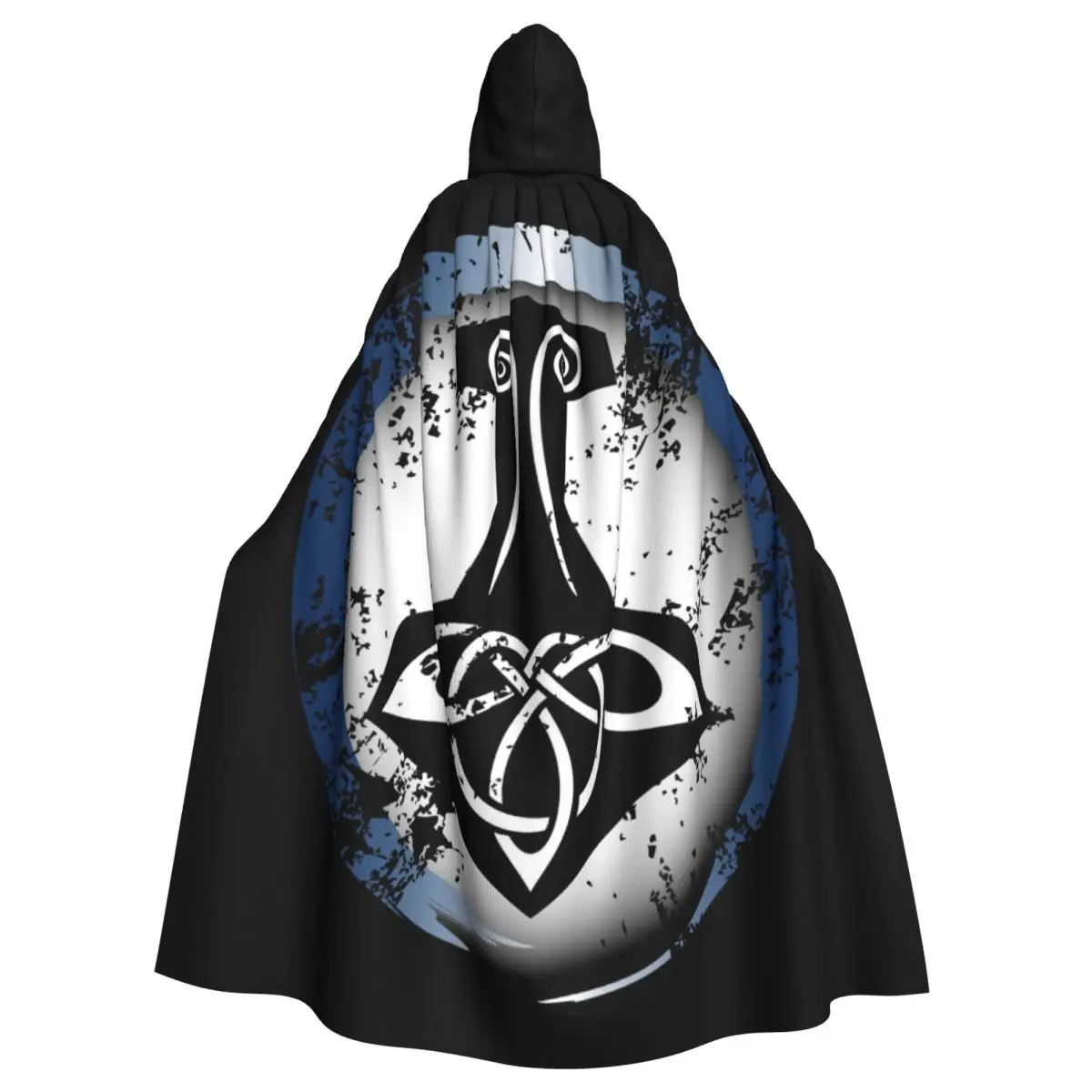 Celtic Hammer Club Logo Hooded Cloak Halloween Party Cosplay Woman Men Adult Long Witchcraft Robe Hood