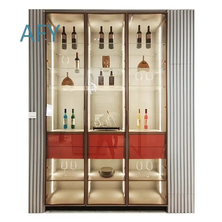 for Whole-House Customization Living Room Bar Furniture for Wine Display Cabinet 304 Stainless Steel Bar Cabinet Home Bar