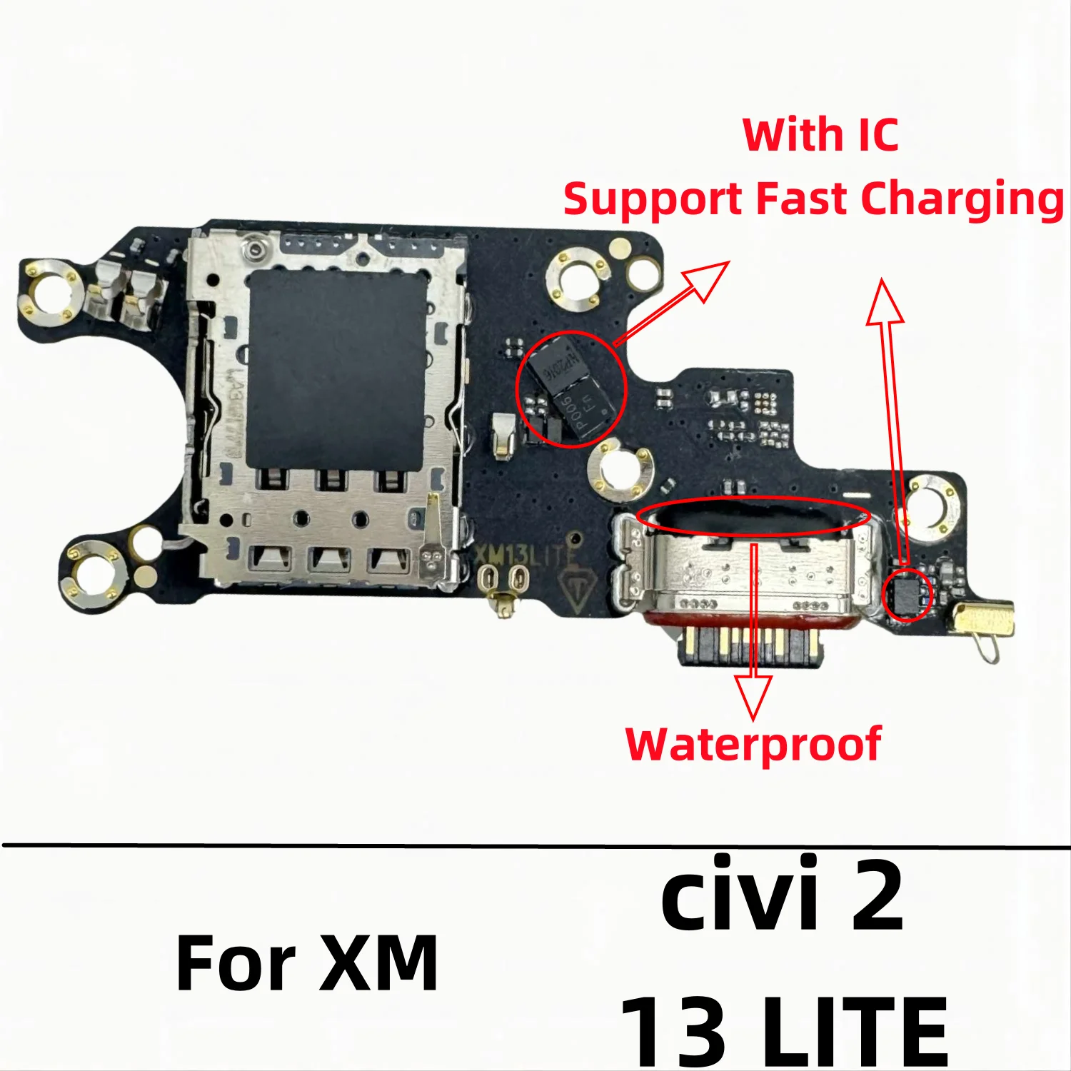 Cargador USB para Xiaomi 13 Lite, placa de conector Dock, puerto de carga, Cable flexible, piezas de repuesto