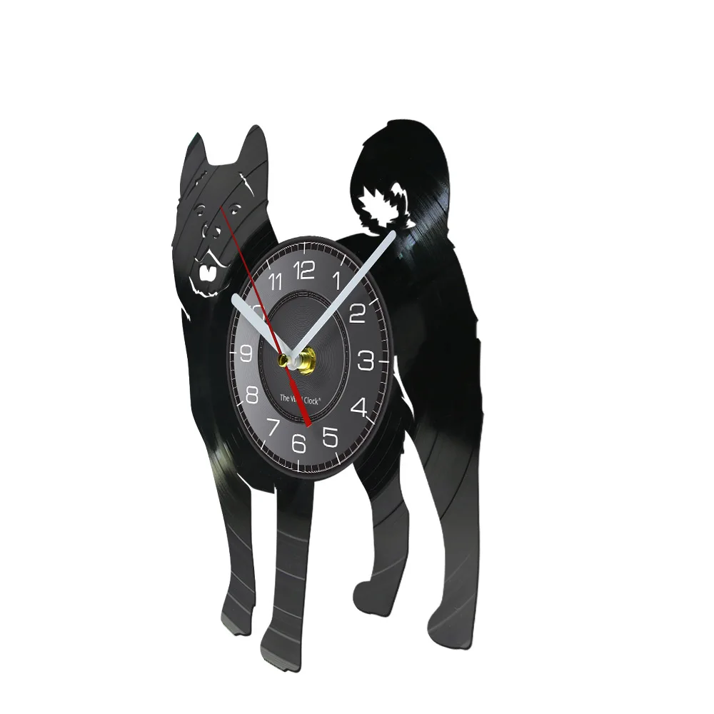 Japanese Akita Retro Vinyl Wall Clock  Home Decor For Living room Dog Breed Vinyl LP Record Artwork Wall Watch Dog Lover Gift