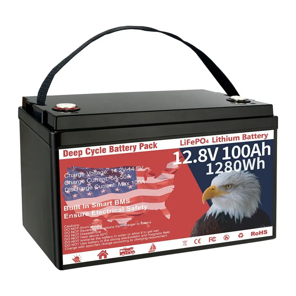 

100Ah LiFePO4 Lithium Battery, Group 31 Lithium Iron Phosphate 15000 Deep Cycles 10Year Lifespan with Builtin BMS, 1280Wh Low