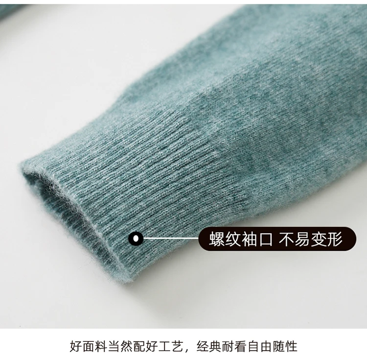 LHZSYY 100%Merino Wool Hot Cardigans Men Lapel Pullover Long Sleeve POLO Neck Sweaters Loose Tops Knit Clothing Large Size Shirt
