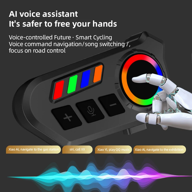 

Новые наушники для шлема IP65, система связи для шлема, красочный свет, голосовой помощник, наушники с шумоподавлением для езды на велосипеде