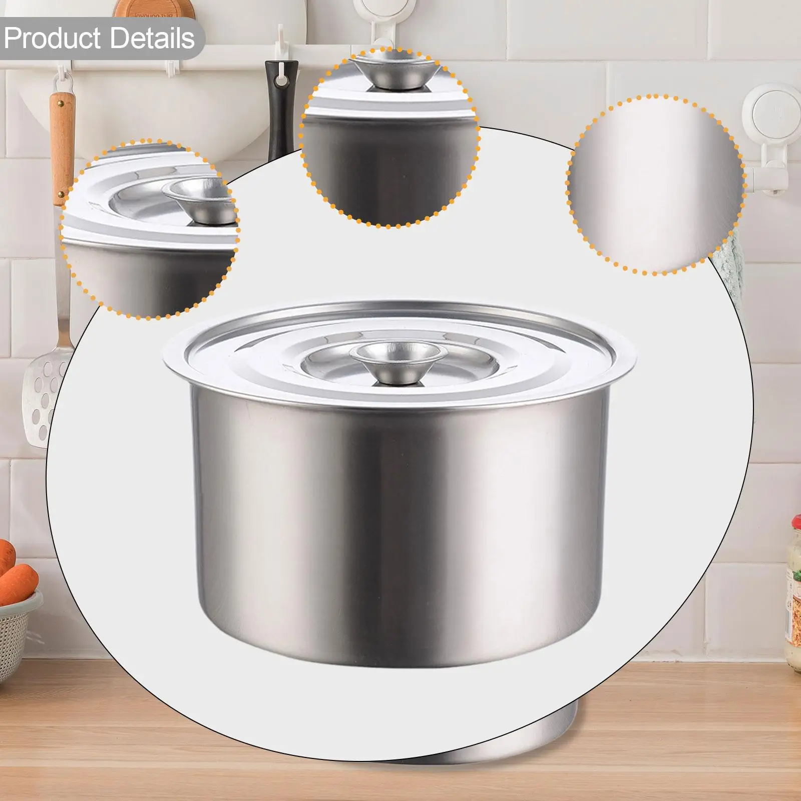 

Sturdy Stainless Steel Mixing Bowl with Lid Space Saving Oil Basin for Kitchen Bowls Set and Food Storage