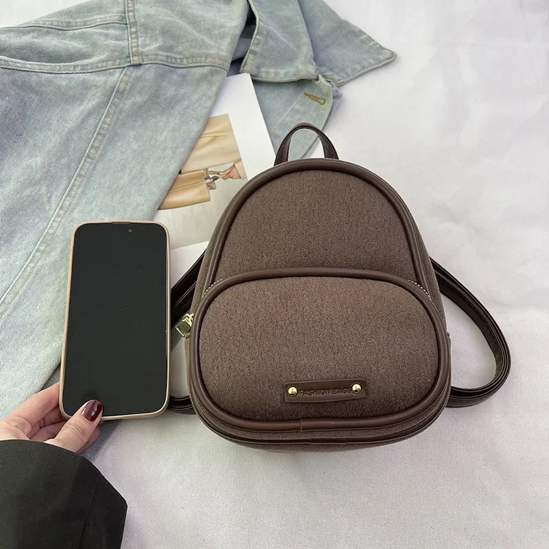 Fashion Mini Small Bag Women's Bag 2024 Trendy New Autumn and Winter Foreign Style Backpack Simple Texture Matte Small Backpack