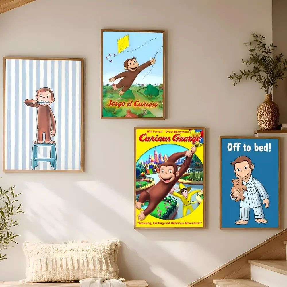 MONKEY CARTOON C-Curious GeorgeS Poster Waterproof HD Modern Peel And Stick Wall Decor For Bedroom Living Room Dorm Office
