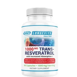 1000 Milligrams of Trans Resveratrol Added (60 Capsules, Each Containing 1000 Milligrams)