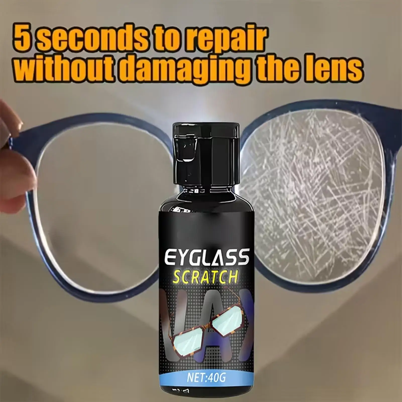 Scratch Remover for Eyeglasses 40g Lens Scratch Repair Polishing Cream with Sponge Cloth for Eyewear Phone Screen Camera Mirror