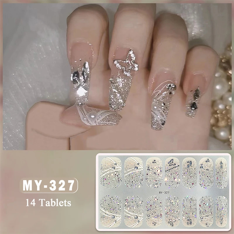 Pink Magnetic Nail Sticker Full Cover Nail Decals Press On Marble Gradient Color Strip Wraps Self Adhesive Nail Art Accessories