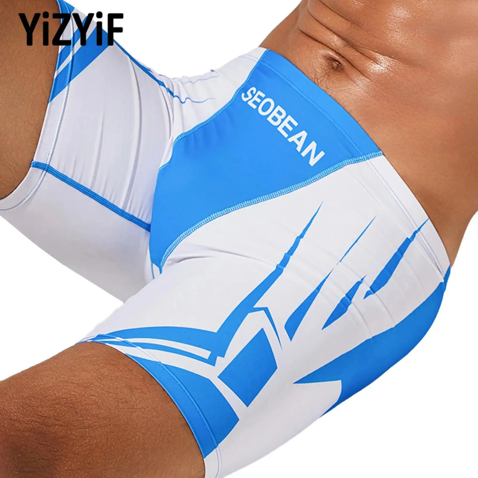 

Mens Breathable Stylish Printed Swimming Trunks Low-Rise Stretchy Athletic Shorts Adult Surfing Cycling Running Jogging Swimwear