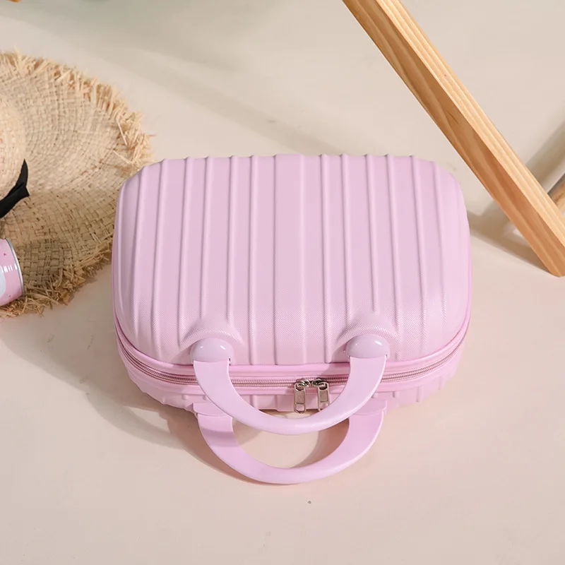 Estojo de maquiagem portátil de tamanho pequeno, mini bolsa de viagem feminina, bagagem de mão leve, bolsa de armazenamento de grande capacidade, mala para mulheres