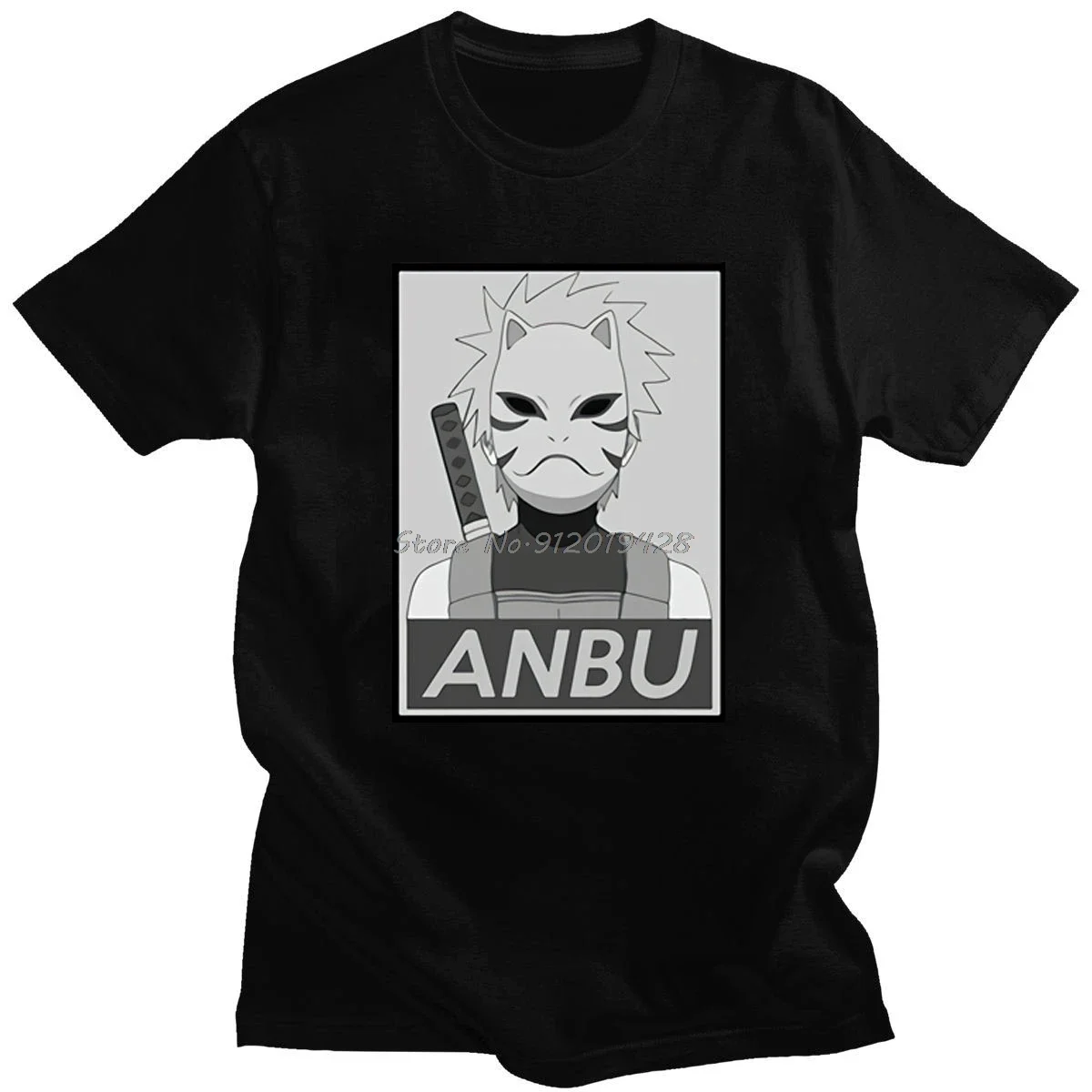 Anime T-Shirt Summer Short Sleeve     Men Harajuku Cartoon ANBU Kakashi Tops The New Casual Loose T-shirt