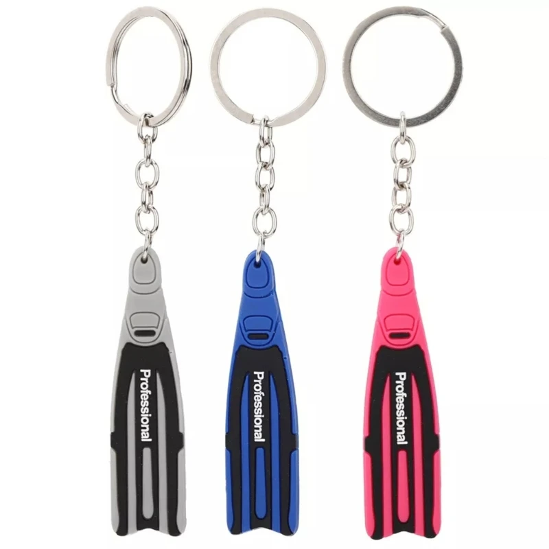 Fashionable Scubas Fins Keychain Series Lovely Sturdy Silicone Diving Theme Keyring for Decoration and Practical Use