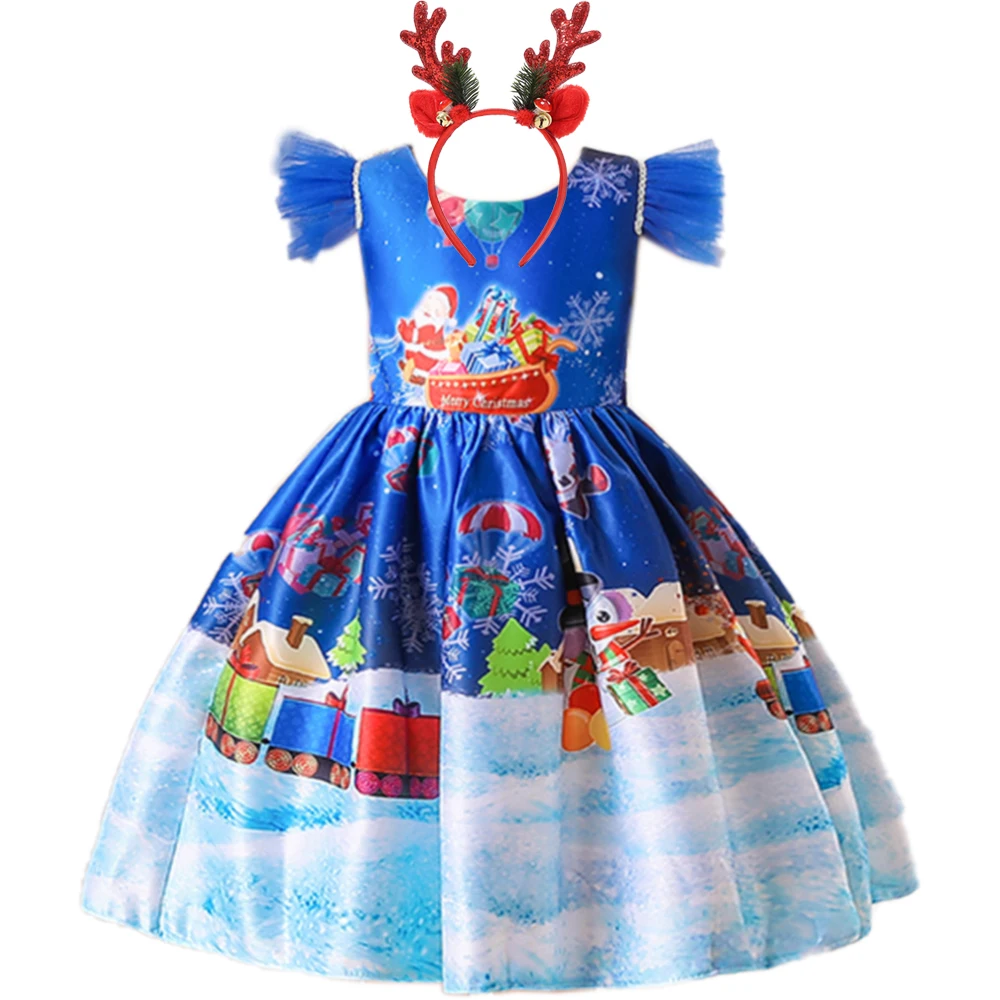 

Santa Claus Christmas Gift Party Girl Dresses Carnival Costume Snowflake Snowman Wedding Birthday Prom Dress Evening Kids Clothe