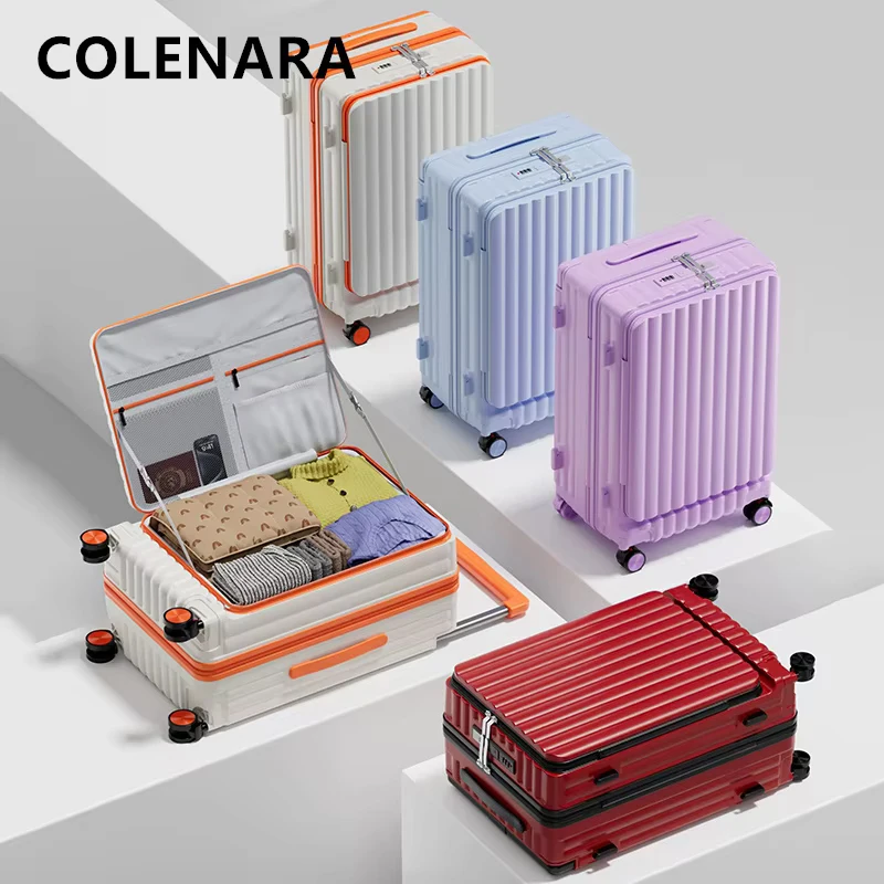 COLENARA Large Capacity Suitcase Side Opening Boarding Box ABS + PC Trolley Case 20