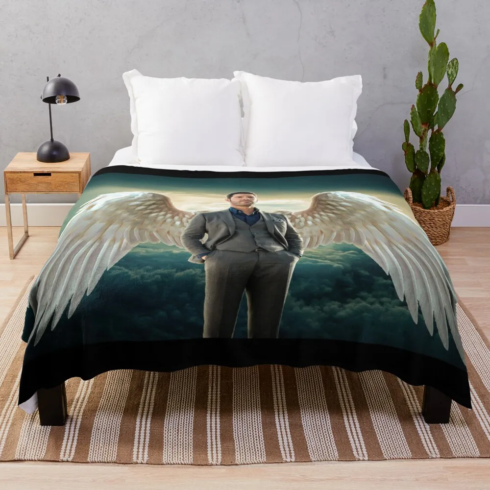 Lucifer Heaven Wings Throw Blanket Beach Blanket warm blanket for winter Dorm Room Essentials