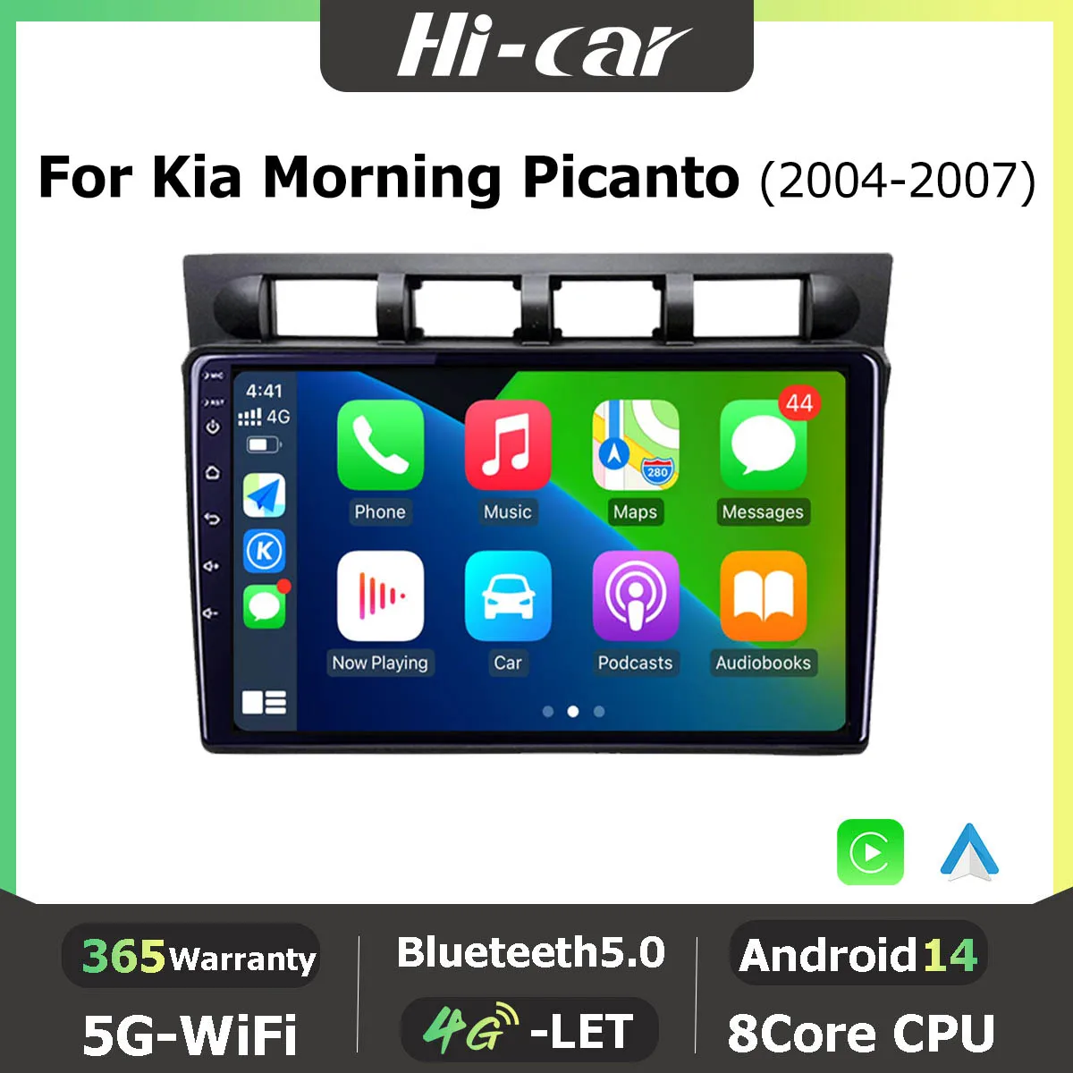 For Kia Morning Picanto 2004-2007 2Din Android14 Car Wireless CarPlay Android Auto 4G WiFi GPS Multimedia BluetothTouch Screen