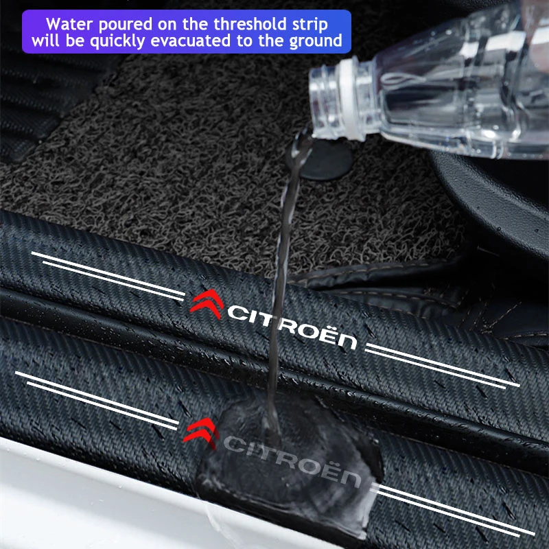 Carbon Fiber Car Door Plate Threshold Protector Sticker For Citroen C4 C3 C5 C1 Jumpy Saxo Berlingo Grand Picasso Cactus C2 view 5