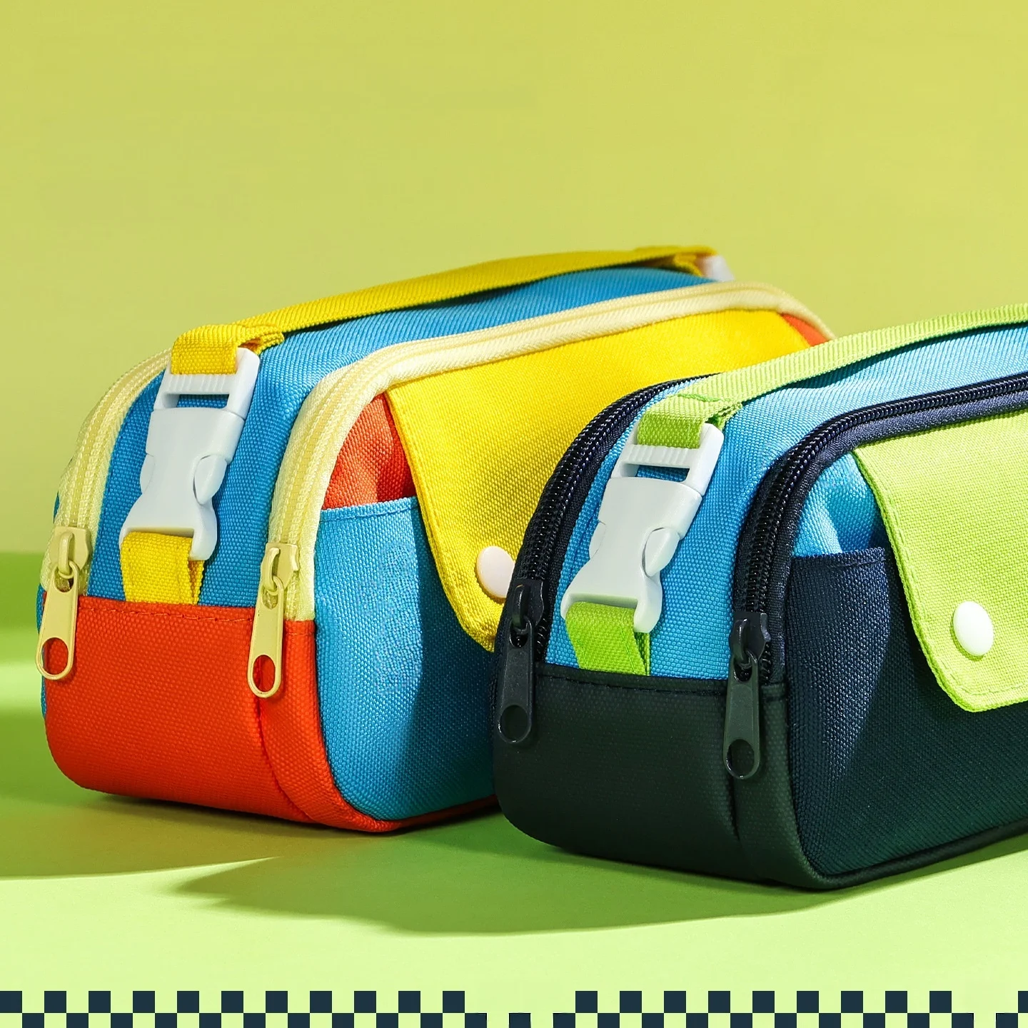 Multi Layers Pencil Case Retro Double Color Designs Japenese Style Storage Bag for Students Exams Back To School Supplies