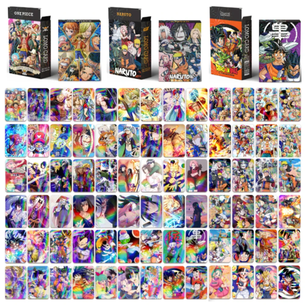 30PCS ONE PIECE Mini Flash Cards Dragon Ball Double-sided HD Color LOMO Card Photo Card NARUTO Anime Cards Game Card Collection