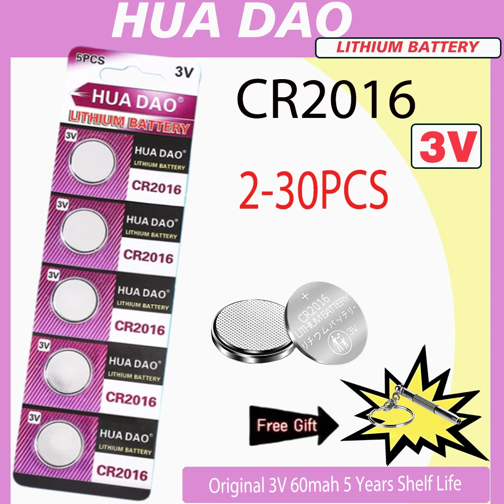 2-30PCS 3V 60mAh CR2016 Button Coin Cell DL2016 ECR2016 BR2016 3V Lithium Battery For Watch Car Key Remote Computer Motherboard