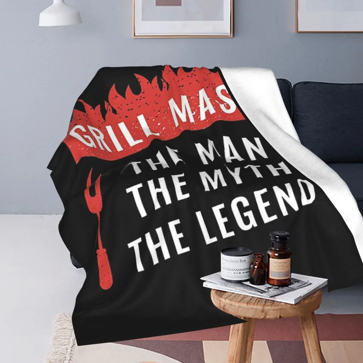 Dad The Man The Myth Grill Master Legend Blankets Soft Warm Flannel Throw Blanket Bedding for Bed Travel Home Couch