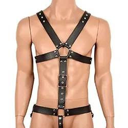 Men PU Leather Body Harness Erotic Gay Bdsm Sexy Lingerie Club Nightclub Restraint Belts Cosplay Costume Gothic Belt Fetish Wear