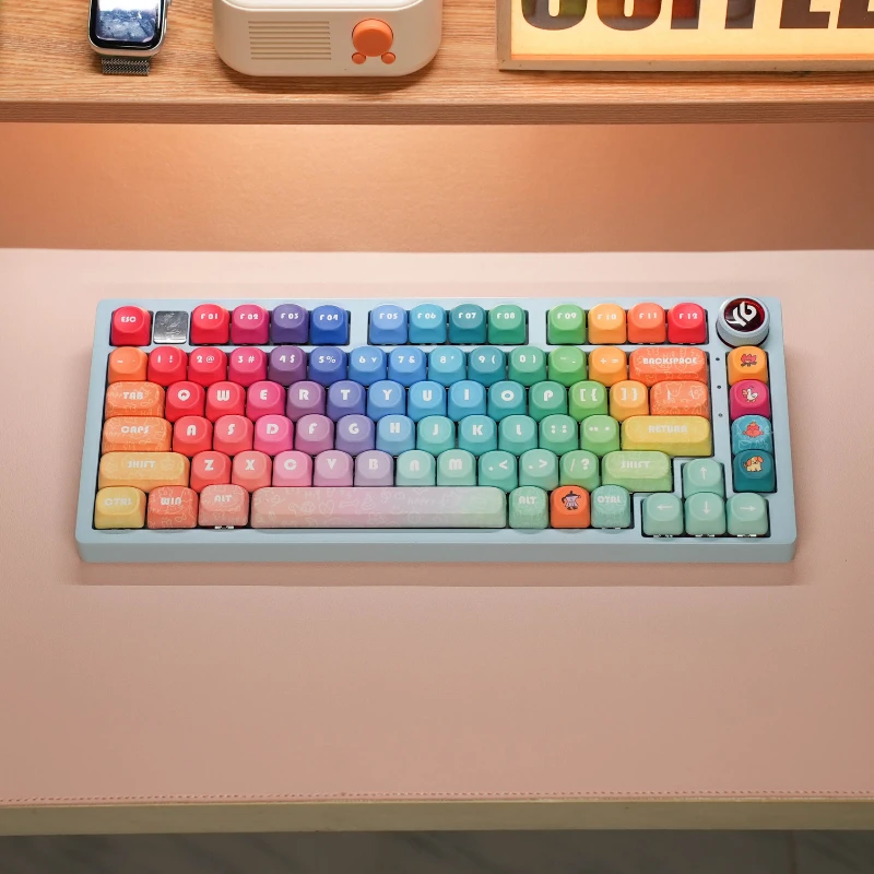 Keyboard Keycaps Cute Rainbows Key Caps MOA Key Caps Replacement for Mechanical Keyboard Accessories Decor for Office Home Work