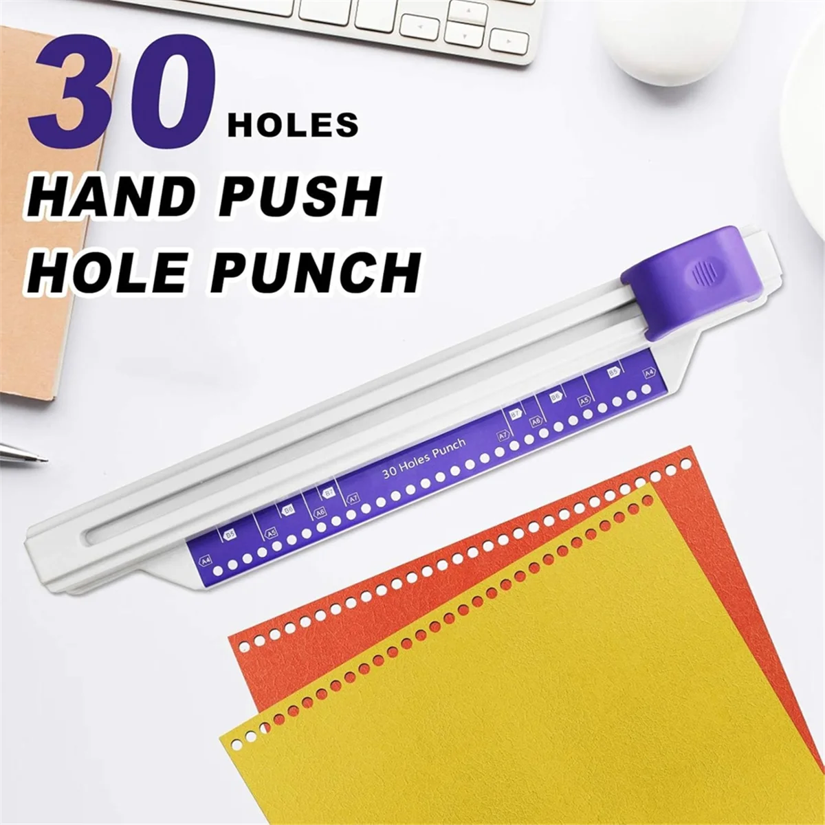 

Hand Push Binder, 30 Hole Binder Machine, Coil Binder, Home Desktop Binder Puncher for A4 A5 A6 A7 B5-B7 ScrapbookJKL