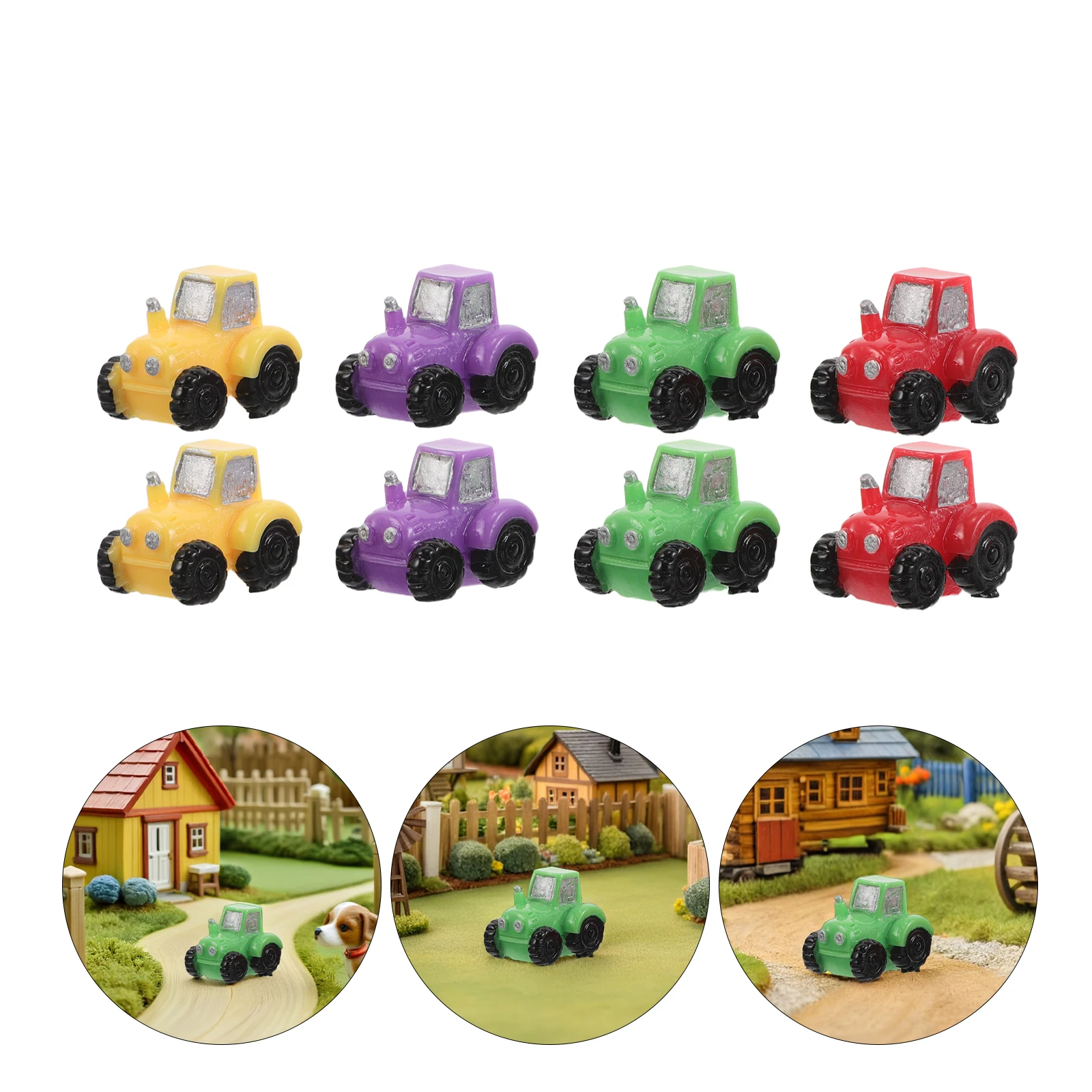 

12 Pcs Miniature Farm Ornaments Fairy Garden Decorations Modeling Resin Dollhouse Tractor