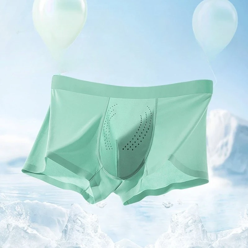 Ice Silk Man Underwear Boxer Men Underpants Seamless Cut Hem Men's Panties Boxers Shorts Trunk Big Size L-4XL antibacterial