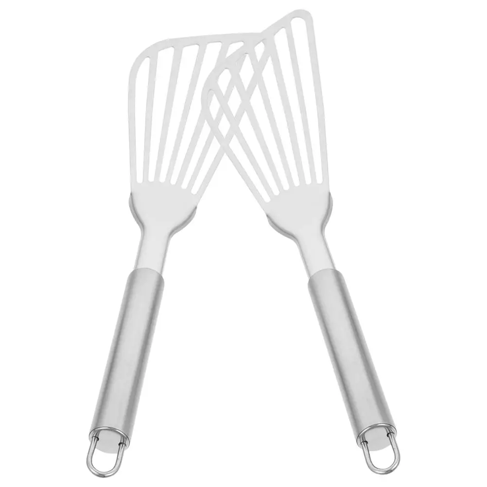 

2Pcs StainlessSteel Slotted Spatula HeavyDuty SteakFrying Gadget CookingTool EasyCleaning Slothandle