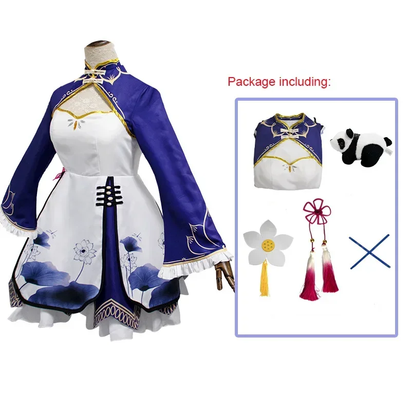 Re: disfraz de Cosplay de la vida en un mundo diferente de Zero, Rem Ram Cheongsam, vestido de estilo chino Lolita, disfraces azul y rojo