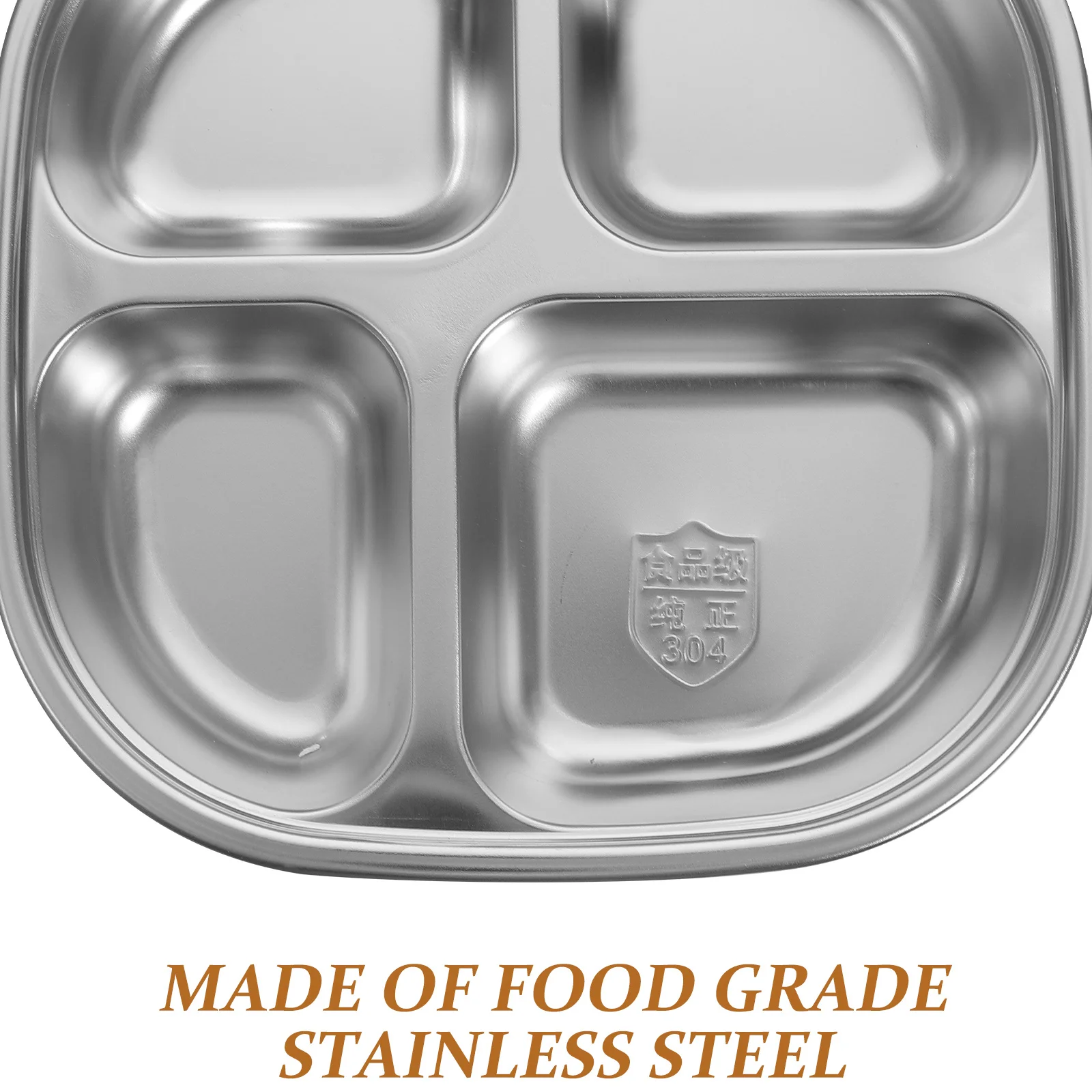 

304 Stainless Steel Divided Food Plate Reusable Dishwasher Safe For Camping Hiking Picnic Kids Lunch Dinner Bento Container
