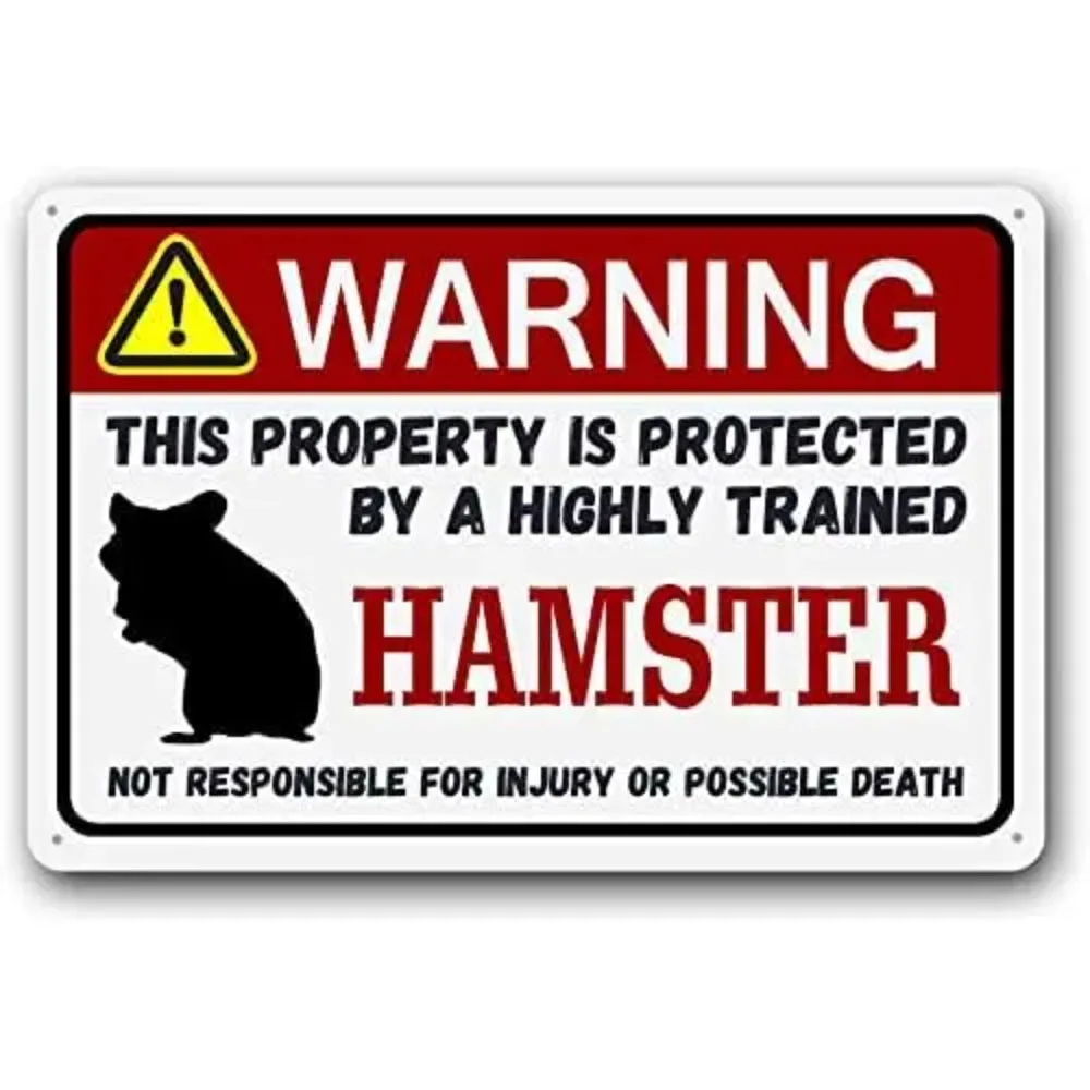 Eveokoki Lustiges Metallschild für Hamster, niedliches Blechdekor und exotisches Geschenk für kleine Haustiere für Haustierliebhaber