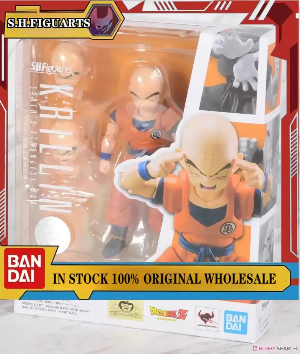 Original Bandai Spirits S.H.Figuarts Shf Dragon Ball Z Krillin Earth's Strongest Man In Stock Anime Collection Figures Model Toy