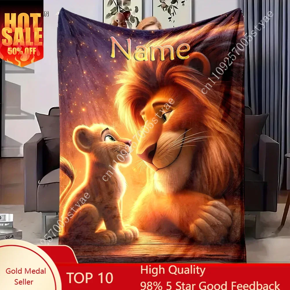 

lion king Simba Blankets Disney Cartoon Plush Blanket Indoor Decoration Child Holiday Party Boy Girl Gifts Warm Custom Quilt